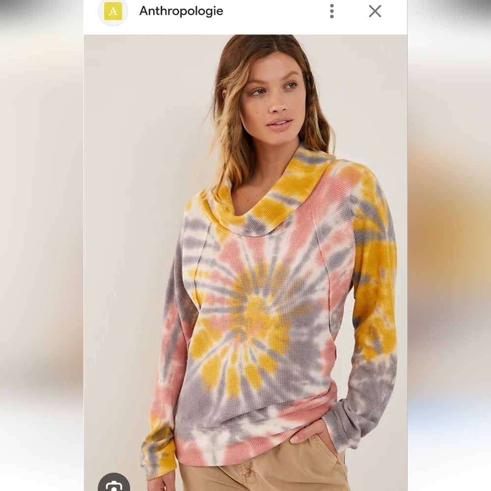 NWOT Anthropologie Multicolor Tie-Dye Cowl Neck Sweater Sz XS Fits S as Well